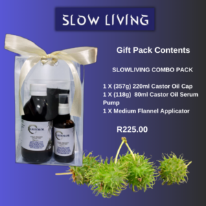 Slow Living Castor Oil (118g) 80ml & (357g) 220ml Cold Press & Hexane Free + Applicator Pad Gift Pack