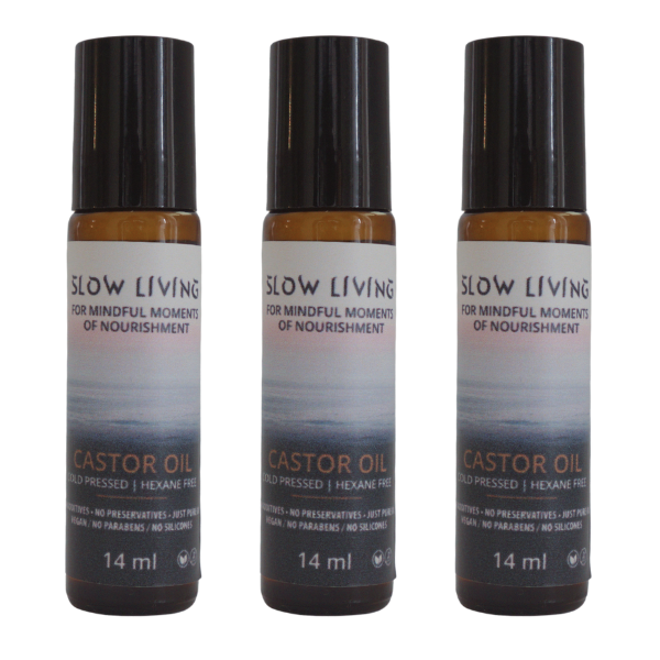 Slow Living Castor Oil – Cold Pressed & Hexane-Free (14ml Rollerball) 3 Units